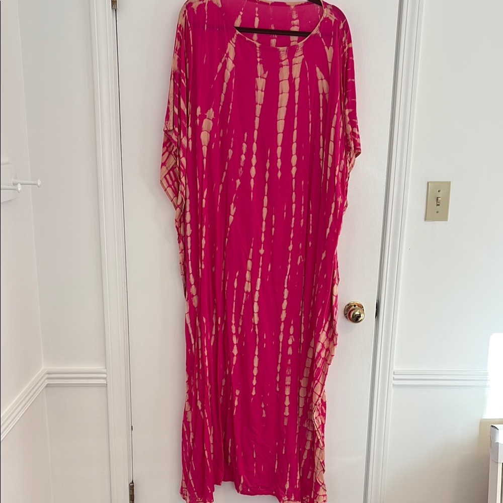 Pink Tie-Dye Maxi Caftan